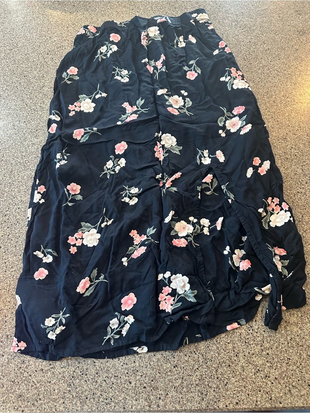 Women's Navy Floral Skirt - Soft Flowing A-Line